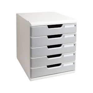 Exacompta 301041D 1x MODULO modulaire ladenbox met 5 gesloten laden voor A4+ documenten, Office, grijs-graniet - grijs Synthetisch materiaal 301041D