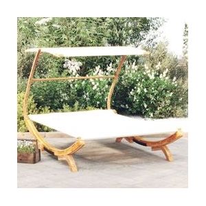 vidaXL Loungebed met luifel 165x203x138 cm massief gebogen hout crème - 313951