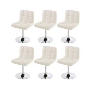Mendler Set van 6 eetkamerstoelen Bureaustoel Stoel Kavala kunstleer chroom ~ wit - wit Synthetisch materiaal 3x26627