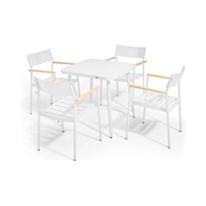 Oviala Business Tuintafel en 4 stoelen in aluminium/wit hout - Oviala - wit Aluminium 108681