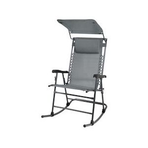 SVITA Schommelstoel inklapbaar voor buiten met bescherming tegen de zon hoofdsteun armleuning donkergrijs - grijs Multi-materiaal 92071