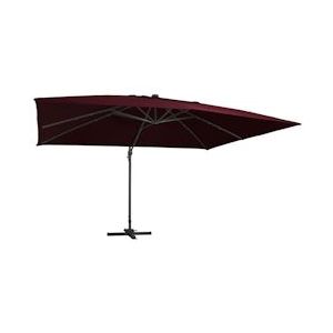 vidaXL Bordeauxrode zweefparasol met LED 400x300 cm - rood 312318