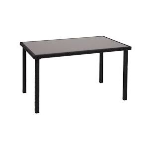 Mendler Poly-rattan tafel HWC-G19, tuintafel balkontafel, 120x75cm ~ zwart - zwart Kunststof 70951