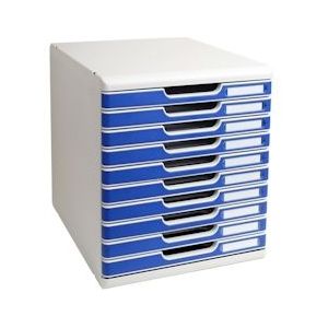 Exacompta 302003D 1x MODULO modulaire ladenbox met 10 gesloten laden voor documenten A4+, Office, grijs-blauw - blauw Synthetisch materiaal 302003D