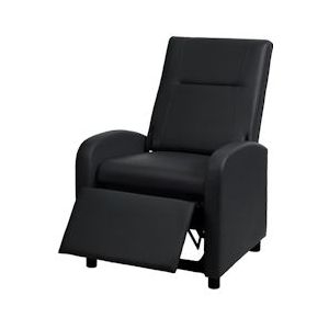 Mendler TV-fauteuil HWC-H18, relaxfauteuil, kunstleer opvouwbaar 99x70x75cm ~ zwart - zwart Synthetisch materiaal 72660
