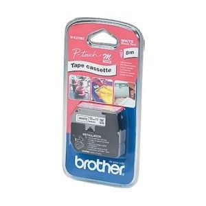 Brother M tape voor P-Touch 12 mm, gelamineerd, zwart op wit - blauw Papier MK231BZ