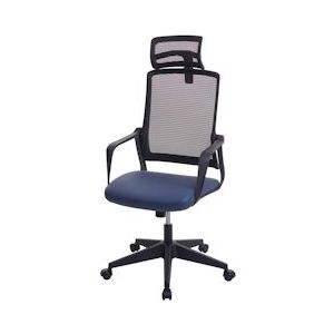 Mendler Bureaustoel HWC-J52, draaistoel bureaustoel, ergonomische hoofdsteun, kunstleer ~ blauw-grijs - blauw Synthetisch materiaal 81066