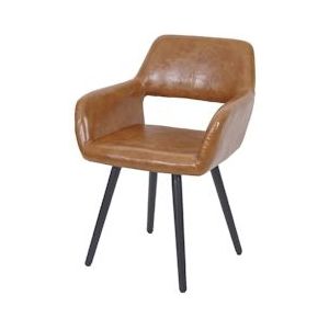 Mendler Eetkamerstoel HWC-A50 II, stoel keukenstoel, retro jaren 50 ontwerp ~ imitatieleer, imitatiesuède, donkere poten - bruin Synthetisch materiaal 62676