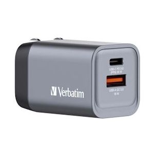 Verbatim 35 W GaN Oplader met 2 Poorten USB A/C (EU/UK/US) - zwart Polycarbonaat 32200