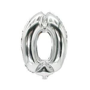 PAPSTAR, Folie ballon 35 cm x 20 cm zilver "0" - zilver Kunststof 4002911680766