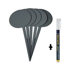 Securit® Silhouet Bubble Krijtbord Tags In Zwart set van 5|0,1 kg - zwart Polypropyleen, kunststof TAG-BUBBLE-5