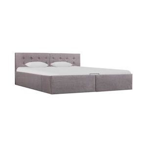 vidaXL Opbergbed hydraulisch taupe stof 160×200 cm - Textiel 285598