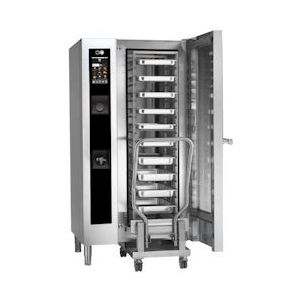 Combi-gas oven met automatische reiniging voor 20 gn 1/1 - 1000x840x1850 mm - 38 Kw + 800 W 230/1V - 41W1026R Eurast - grijs 41W1026R