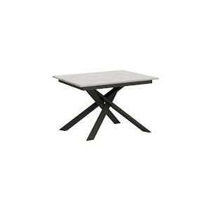 Itamoby Uitschuifbare tafel 90x120/180 cm Ganty Spatola Wit met bijpassende rand Antraciet Structuur - 8050598045176