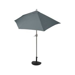Mendler Parla halfronde parasol, balkonparasol, UV 50+ polyester/aluminium 3kg ~ 270cm antraciet met voet - zwart Textiel 52377+35128