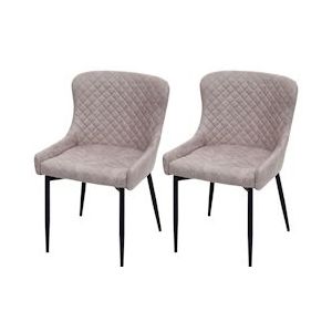 Mendler Set van 2 eetkamerstoelen HWC-H79, keukenstoel fauteuil stoel, vintage metaal ~ stof/textiel grijs - grijs Metaal 74048