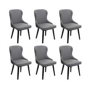 Mendler Set van 6 eetkamerstoel HWC-M60, gestoffeerde stoel keukenstoel fauteuil stoel, stof/textiel massief hout ~ donkergrijs-lichtgrijs - grijs Textiel 3x104713