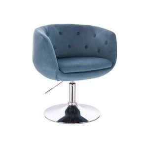 SVITA Panama retro lounge fauteuil cocktail fauteuil blauw petrol fluweel look schijf voet - blauw Metaal 91279