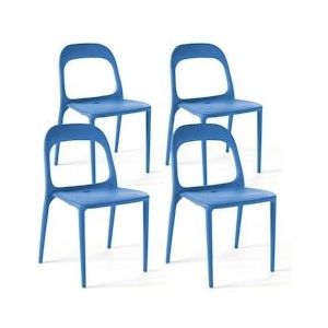 Oviala Business Set van 4 blauwe plastic stoelen - blauw Kunststof 103530