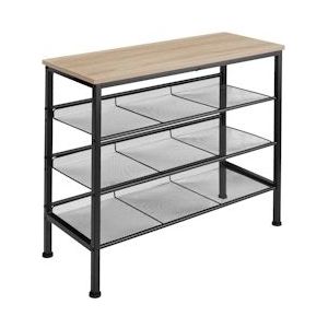 tectake Schoenenrek Wolverhampton 75,5x30,5x69,5cm - Industrieel licht hout, eiken Sonoma - 404284 - bruin Vervaardigd hout 404284