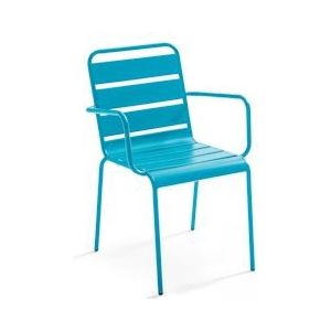 Oviala Business Blauwe metalen fauteuil - blauw Staal 106477