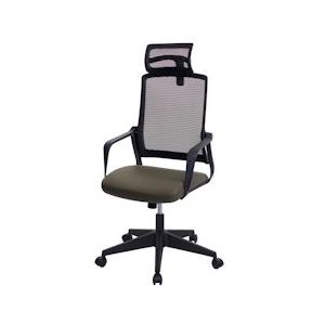 Mendler Bureaustoel HWC-J52, draaistoel bureaustoel, ergonomische hoofdsteun, kunstleer ~ olijfgroen - groen Synthetisch materiaal 81068