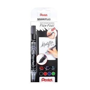 Pentel whiteboardmarker Maxiflo Flex-Feel, etui met 4 stuks, geassorteerde kleuren - 4016284341902