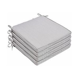 Oviala Business Set van 4 grijze linea polyester stoelhoezen 40x40x3 cm - wit 107141