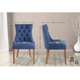 CLP Set van 2 eetkamerstoelen Aberdeen antiek licht/blauw - blauw Textiel 313751