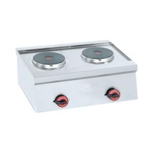 Elektrische kookplaat met 2 branders voor op tafel - 600x450x240 mm - 4000 W 230/1V - 44820M10 Eurast - grijs Roestvrij staal 44820M10