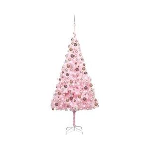 vidaXL Kunstkerstboom met LED's & kerstballen roze 240cm PVC - 3077587