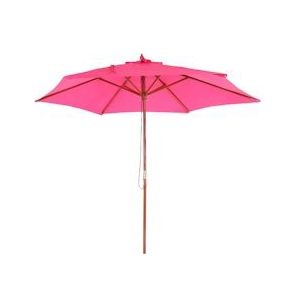 Mendler Parasol Florida, tuinparasol marktparasol, Ø 3m polyester/hout ~ roze - roze Massief hout 76721