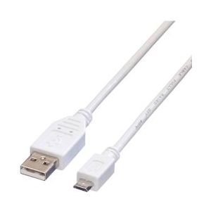 VALUE USB 2.0 Kabel, USB A Male - Micro USB B Male, wit, 0,8 m - wit 11.99.8754