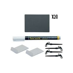 Securit® Dubbelzijdige A8 Krijtbord Tags In Zwart set van 20|0,1 kg - zwart Polypropyleen, kunststof TAG-A8-WT