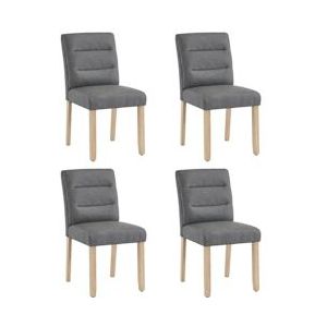 Merax eetkamerstoelen, set van 4, stoelen, moderne minimalistische woon- en slaapkamerstoelen, stoelen met eikenhouten rugleuningen, grijs - grijs Multi-materiaal 310644AAG-4