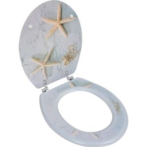 HELLOSHOP26 Toiletzitting met deksel MDF zeester 02_0002882 - 3000103871535