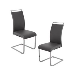 SVITA Set van 2 stoelen Bureaustoel Gestoffeerde stoel Eetkamerstoel Kunstleer grijs - grijs 90567
