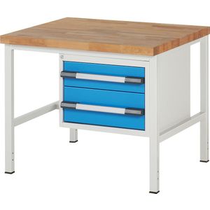 eurokraft pro Werkbank, stellingbouw serie 8000, 2 laden: 1 x 150 mm, 1 x 210 mm, b x d = 1250 x 900 mm