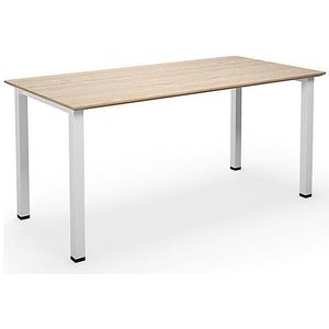 Multifunctionele tafel DUO-U Trend, recht blad, diepte 800 mm, breedte 1600 mm, eikenhout, wit