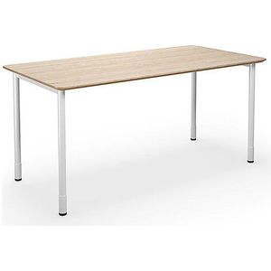 Multifunctionele tafel DUO-C Trend, recht blad, afgeronde hoeken, diepte 800 mm, breedte 1600 mm, eikenhout, wit