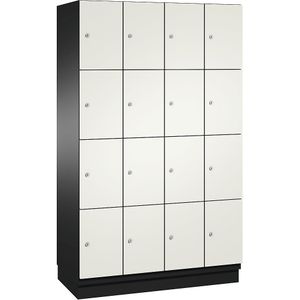 C+P Viervoudige locker Cambio, 4 compartimenten, zwartgrijs / zuiver wit, plaatstalen deur, b = 1200 mm, 16 vakken