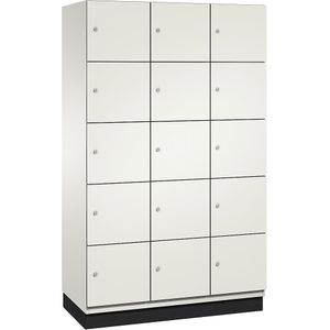 C+P Vijfvoudige locker Cambio, 3 compartimenten, zuiver wit / wit, HPL-deur, b = 1200 mm, 15 vakken