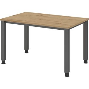eurokraft pro Bureautafel, onderstel met 4 poten, breedte 1200 mm, grafiet / eikenhout met noesten