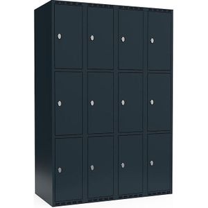 Drievoudige locker Fydor, 4 compartimenten, grijs, b = 1200 mm, 4 compartimenten, platte bovenkant, hangslot