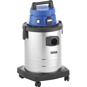eurokraft pro Stof-/waterzuiger voor werkplaatsen, roestvaststalen bak van 33 l, 1200 W, met stopcontact