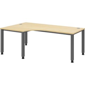 eurokraft pro RENATUS - Bureautafel, hoektafel, breedte 2000 mm, grafiet / ahornhout