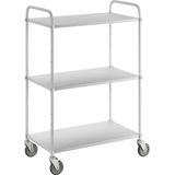 Kongamek Lichte etagewagen hoogte 1445 mm, met 3 metalen legborden, wit, 4 zwenkwielen