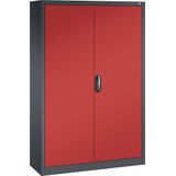 C+P ACURADO universele kast, b x d = 1200 x 400 mm, zwartgrijs/vuurrood