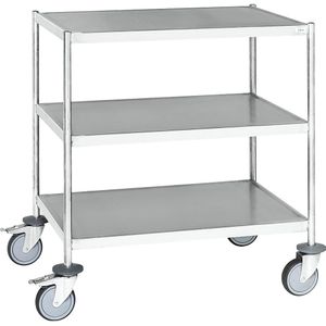 Kongamek Roestvast stalen etagewagen, gelast, l x b x h = 825 x 575 x 900 mm, 3 etages, vanaf 2 stuks