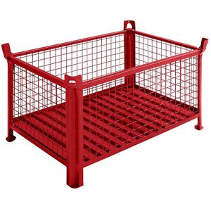 Heson Stapelbak met plaatstalen bodem, l x b = 1200 x 800 mm, rood gelakt